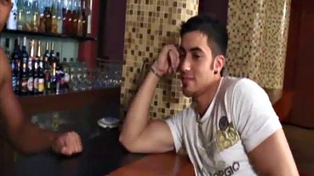 After this group of 7 Latin studs has congregated at the bar, Heriberto invites all his customers into the back for a strip show.