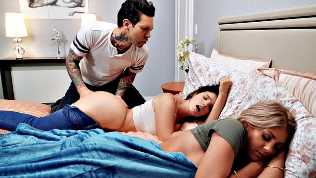 Lesbian big boobed babes in tribbing hard and intensive sex