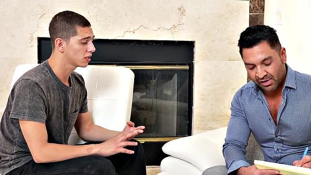 Mesmerized twink used by hunk with toys after seance