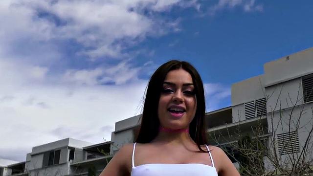 Italian teen gets rough anal and face slapped in public casting