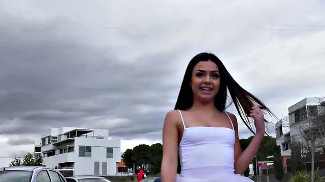 Italian teen gets rough anal and face slapped in public casting