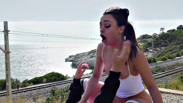 Italian teen gets rough anal and face slapped in public casting