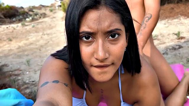 Bigbooty Latina smashed in wet pussy by big white dick