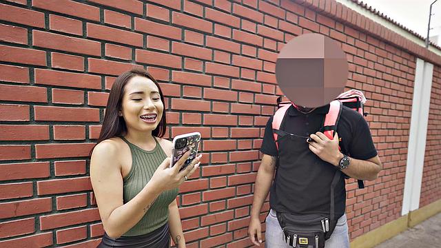 Peruvian girl asks hot questions in public and ends up fucking with a stranger