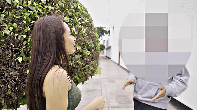 Peruvian girl asks hot questions in public and ends up fucking with a stranger