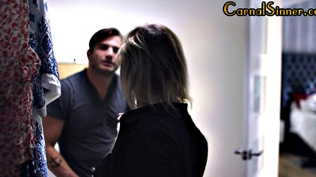 Cheating busty babe pleases lover in forbidden affair