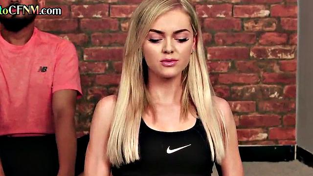 Teasing CFNM sluts enjoy seducing guy before jerking his cock