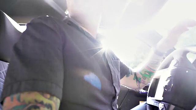 Ebony teen with tattoos fucked hard for car repair after getting outdoors