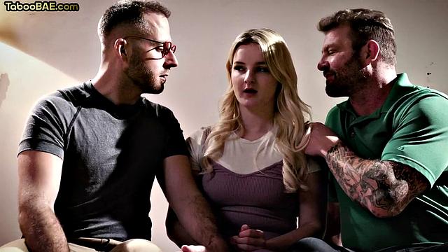 Petite babe bouncing hard in 3some