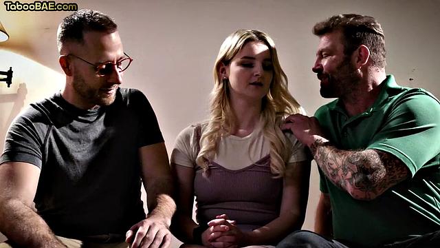 Petite babe bouncing hard in 3some