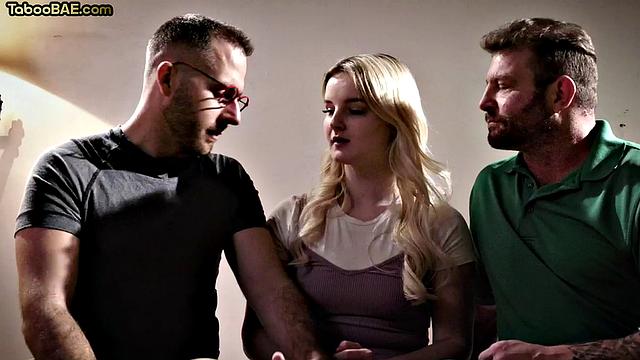 Petite babe bouncing hard in 3some