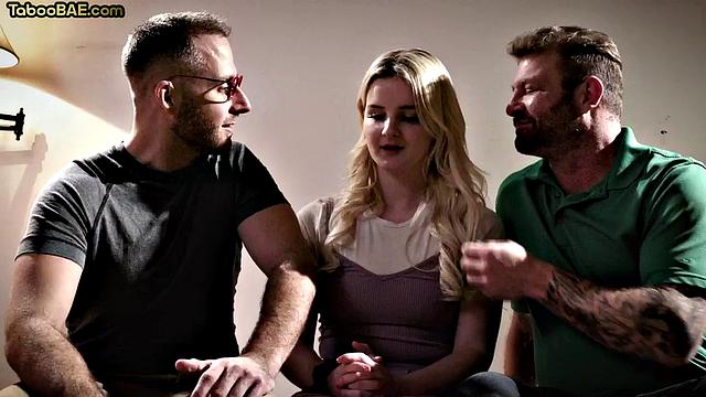 Petite babe bouncing hard in 3some