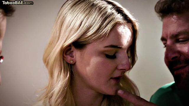 Petite babe bouncing hard in 3some