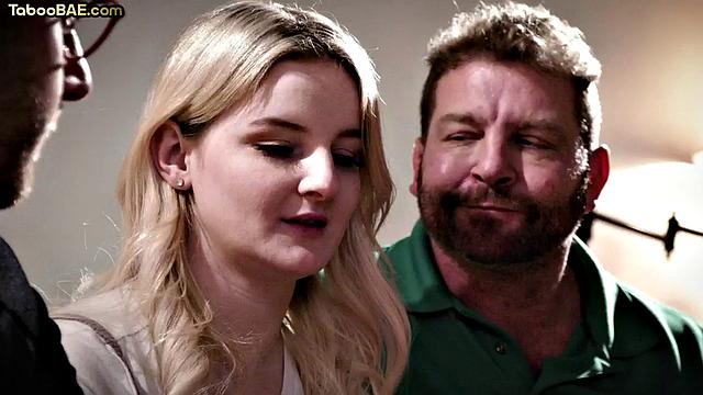 Petite babe bouncing hard in 3some