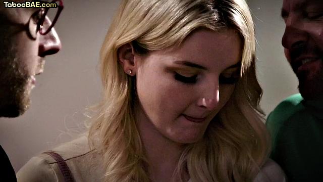 Petite babe bouncing hard in 3some