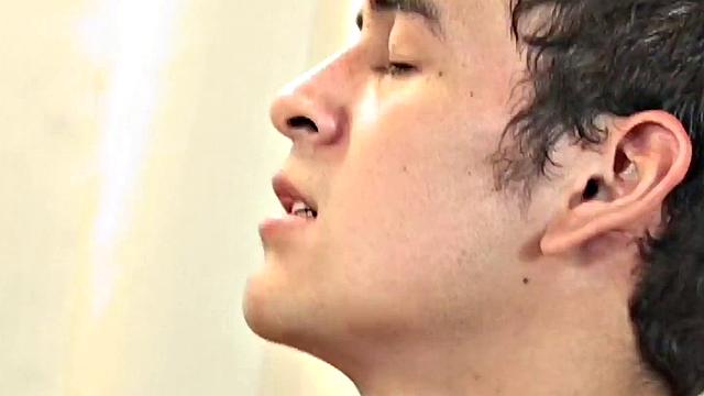 Real Hispanic skinny twink gets fucked in 3some at home