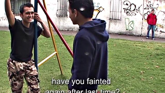 Real Hispanic skinny twink gets fucked in 3some at home