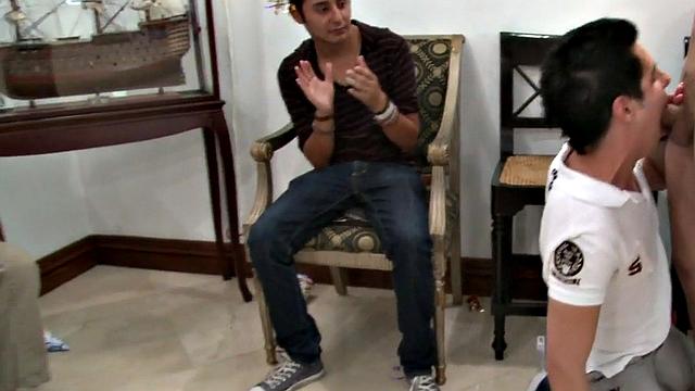 Real party guests sucking strippers