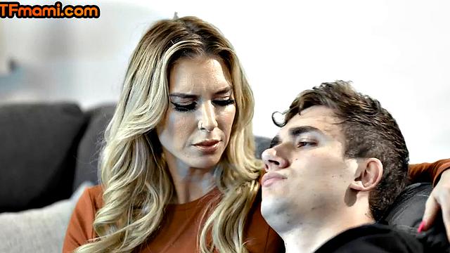 Tattooed busty stepmom rides stepson while home alone