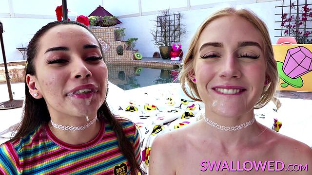 эмма с арией тренируют язык, а попа не скучает