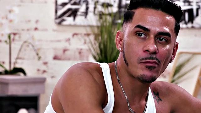 Bisex tattooed babe with hairy muff nailed in MMF 3some