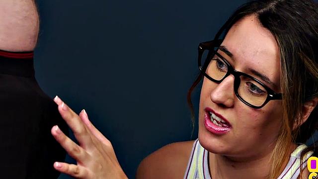 British CFNM amateur with glasses sucks till cum