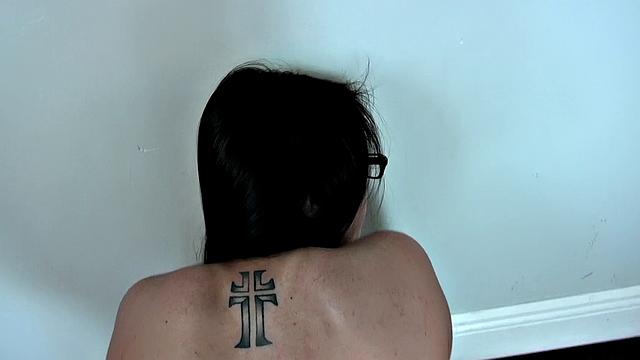 Lexy in Pantyhose gets a cumshot on her tattooed ass while riding a hard cock in reverse cowgirl position