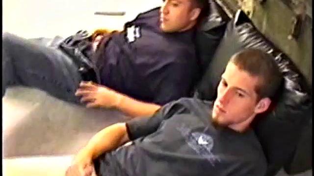 While Adam and Johnny watch porn, they get naked and begin stroking until Johnny decides to suck for the first time. From the look on Adam's face he's pretty good at it.