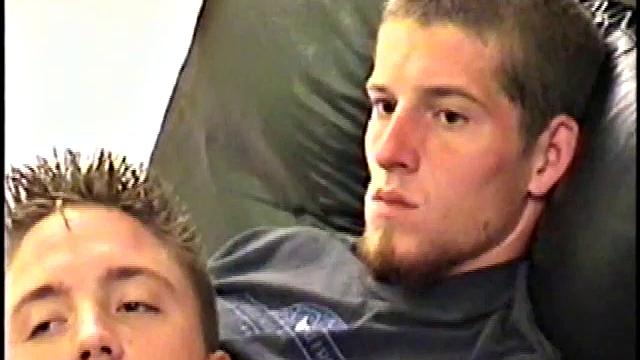 While Adam and Johnny watch porn, they get naked and begin stroking until Johnny decides to suck for the first time. From the look on Adam's face he's pretty good at it.