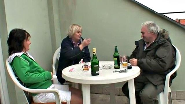 Teen rides gramps in reverse cowgirl