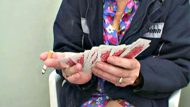 Teen rides gramps in reverse cowgirl