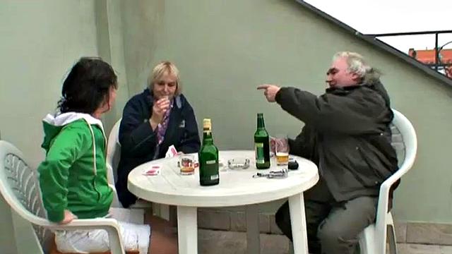 Teen rides gramps in reverse cowgirl