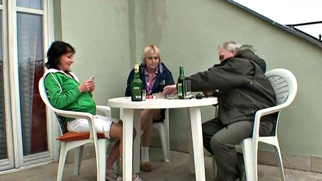 Teen rides gramps in reverse cowgirl