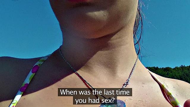 Inked up cutie in bikini takes a wild ride on stranger's dick & balls