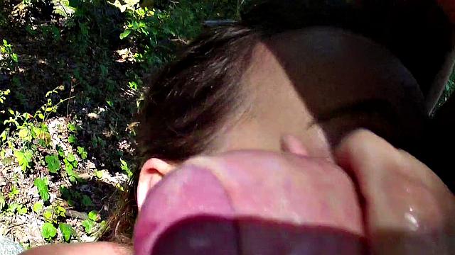 Inked up cutie in bikini takes a wild ride on stranger's dick & balls