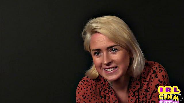 CFNM amateur tattooed MILF sucks and wanks hard cock