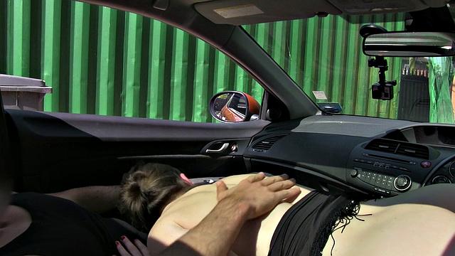 Naughty Wife Spits While Taking Cabbie's Cock Outdoors