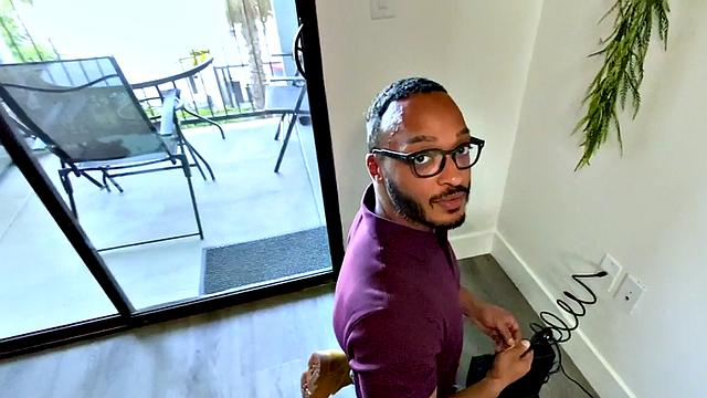 Black electrician barebacked by guy in erotic couple