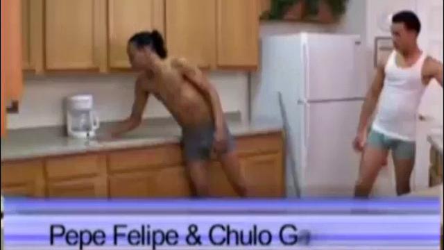 Houseboy Chulo Garcia drops to his knees and starts sucking his boss's. Then Pepe Felipe blows Chulo's hard. Chulo leads his boss to the couch and takes a ride on Pepe's huge.
