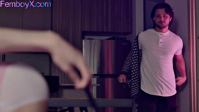 Cosplay femboi riding cock