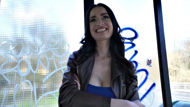 Big-titted babe in stockings picked up and POV fucked