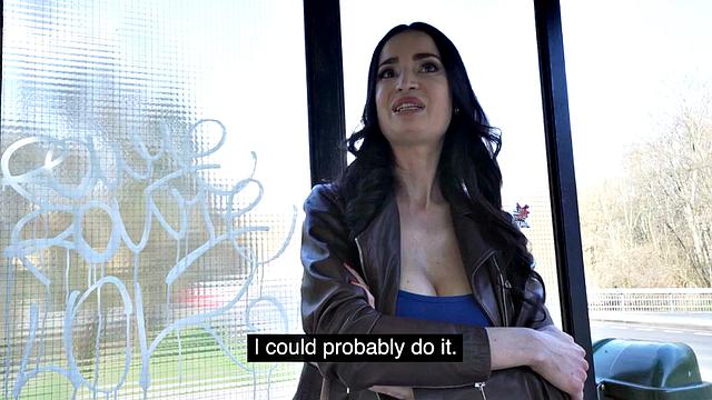 Big-titted babe in stockings picked up and POV fucked