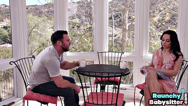 Big-titted babysitter pounded in threesome