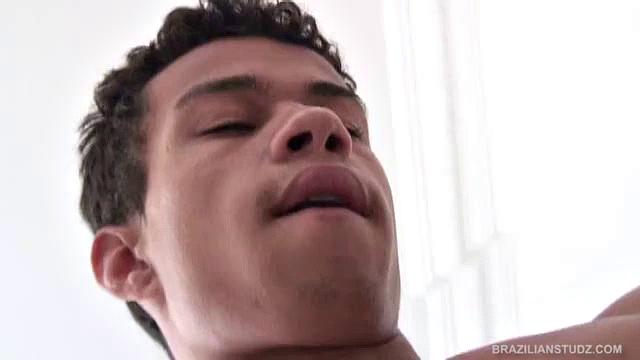 Hugo Lopez has an amazing body and looks great with his mouth stretched beyond capacity by Pedro Loma's big cock. He shows that he loves sucking by pulling on his own cock and even his nipple while he tries to maneuver it down his throat.