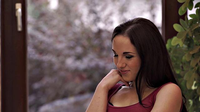 BLACK4K. Pretty brunette seduces favorite black client in the empty gym