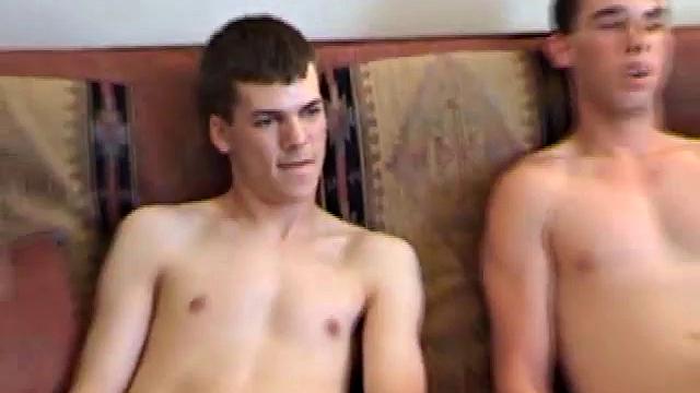 Relaxing on a sofa, these horny skaters introduce themselves, before pulling out their boners to trade hand jobs. Tapper has an especially appealing body, with shaved pubes.