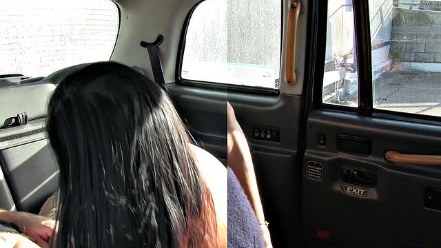 Cabby takes care of her frustrated pussy with a hot ride in reverse cowgirl position