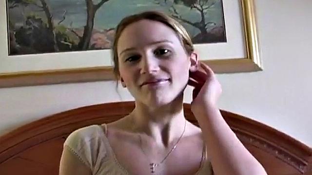 POV blowjob teen goes down on in close up