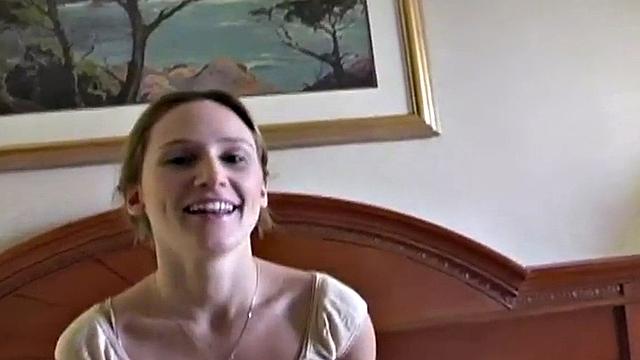 POV blowjob teen goes down on in close up