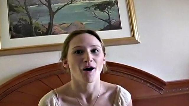 POV blowjob teen goes down on in close up